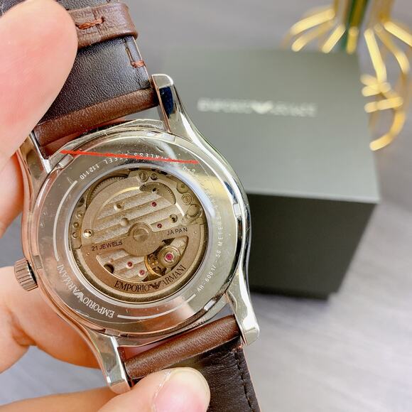 Emporio Armani AR60017 Automatic Brown Leather Watch - Picture 5 of 7